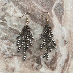 Altar’d State Beaded Tassel Earrings Dark Grey